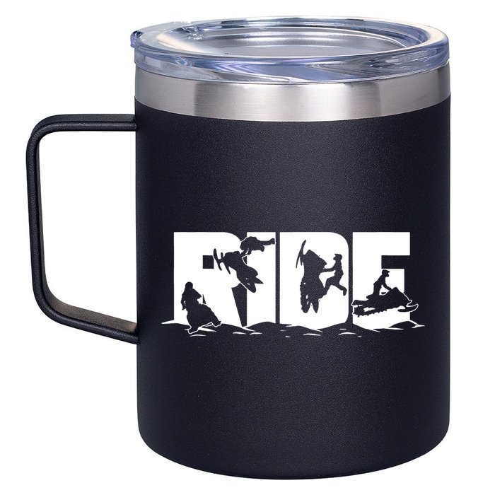 Snowmobile Ride Snowmobiling Winter Sport 12oz Stainless Steel Coffee Mug