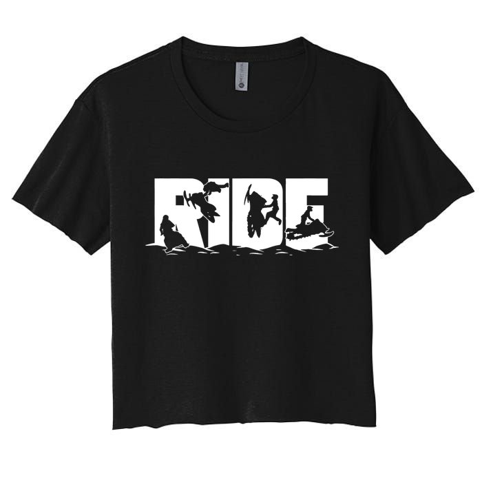 Snowmobile Ride Snowmobiling Winter Sport Women's Crop Top Tee