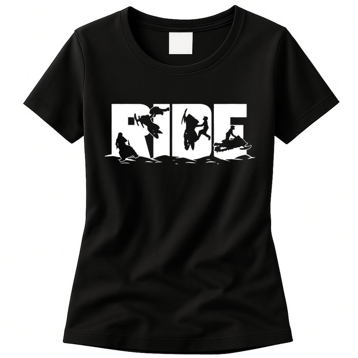Snowmobile Ride Snowmobiling Winter Sport Womens T-Shirt