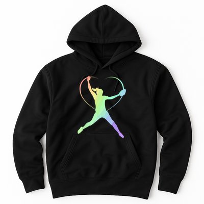Soft Rainbow Softball Gifts For Teen Girl Pitcher Patterned Hoodie