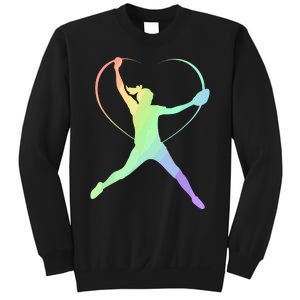 Soft Rainbow Softball Gifts For Teen Girl Pitcher Patterned Sweatshirt