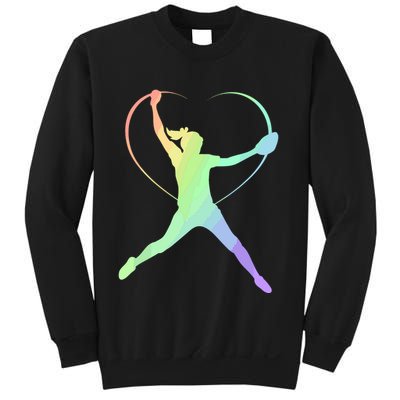 Soft Rainbow Softball Gifts For Teen Girl Pitcher Patterned Sweatshirt