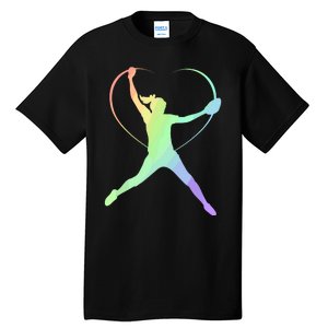 Soft Rainbow Softball Gifts For Teen Girl Pitcher Patterned Tall T-Shirt