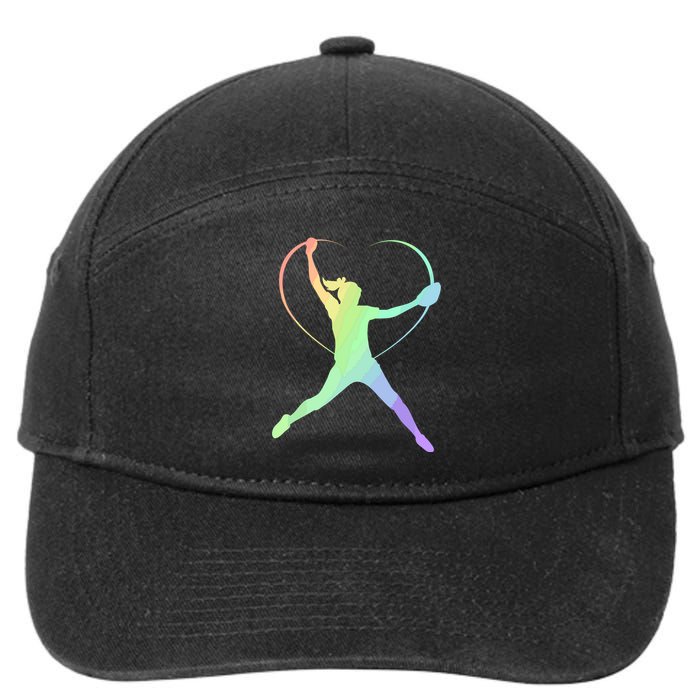 Soft Rainbow Softball Gifts For Teen Girl Pitcher Patterned 7-Panel Snapback Hat