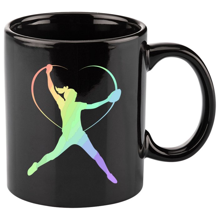 Soft Rainbow Softball Gifts For Teen Girl Pitcher Patterned 11oz C Handle Ceramic Mug