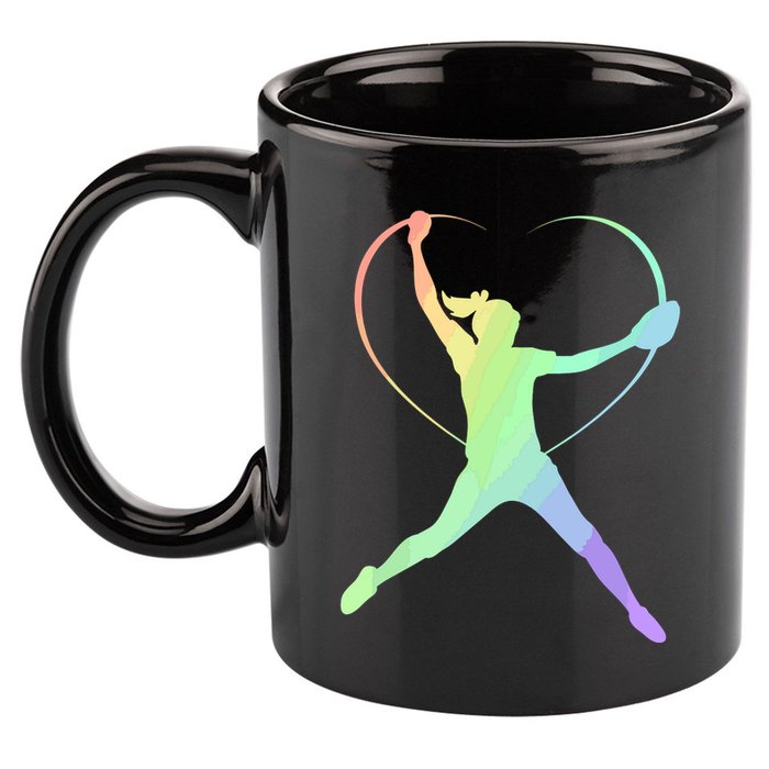 Soft Rainbow Softball Gifts For Teen Girl Pitcher Patterned 11oz C Handle Ceramic Mug