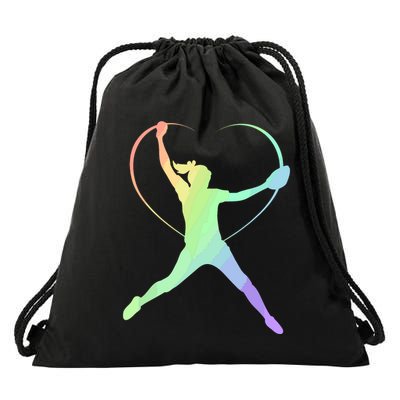 Soft Rainbow Softball Gifts For Teen Girl Pitcher Patterned Drawstring Bag