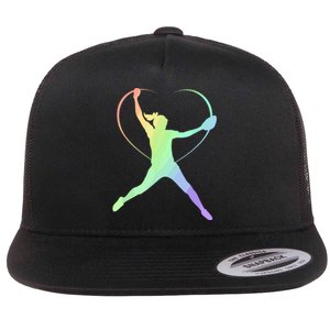 Soft Rainbow Softball Gifts For Teen Girl Pitcher Patterned Flat Bill Trucker Hat