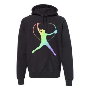 Soft Rainbow Softball Gifts For Teen Girl Pitcher Patterned Premium Hoodie