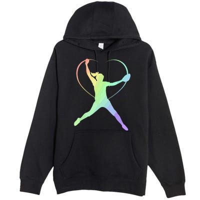 Soft Rainbow Softball Gifts For Teen Girl Pitcher Patterned Premium Pullover Hoodie
