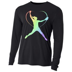 Soft Rainbow Softball Gifts For Teen Girl Pitcher Patterned Cooling Performance Long Sleeve Crew