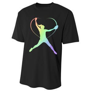 Soft Rainbow Softball Gifts For Teen Girl Pitcher Patterned Performance Sprint T-Shirt