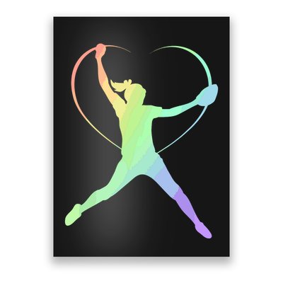 Soft Rainbow Softball Gifts For Teen Girl Pitcher Patterned Poster