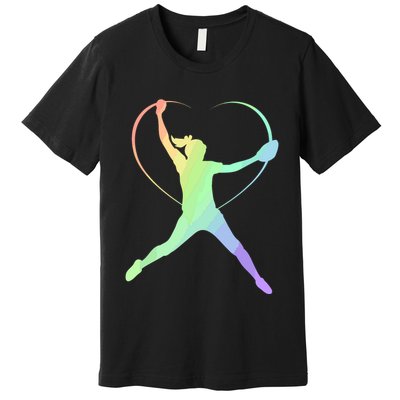 Soft Rainbow Softball Gifts For Teen Girl Pitcher Patterned Premium T-Shirt