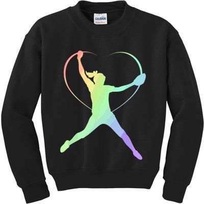 Soft Rainbow Softball Gifts For Teen Girl Pitcher Patterned Kids Sweatshirt