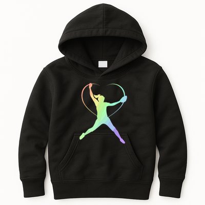 Soft Rainbow Softball Gifts For Teen Girl Pitcher Patterned Kids Hoodie