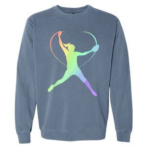 Soft Rainbow Softball Gifts For Teen Girl Pitcher Patterned Garment-Dyed Sweatshirt