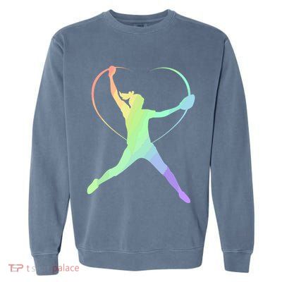 Soft Rainbow Softball Gifts For Teen Girl Pitcher Patterned Garment-Dyed Sweatshirt