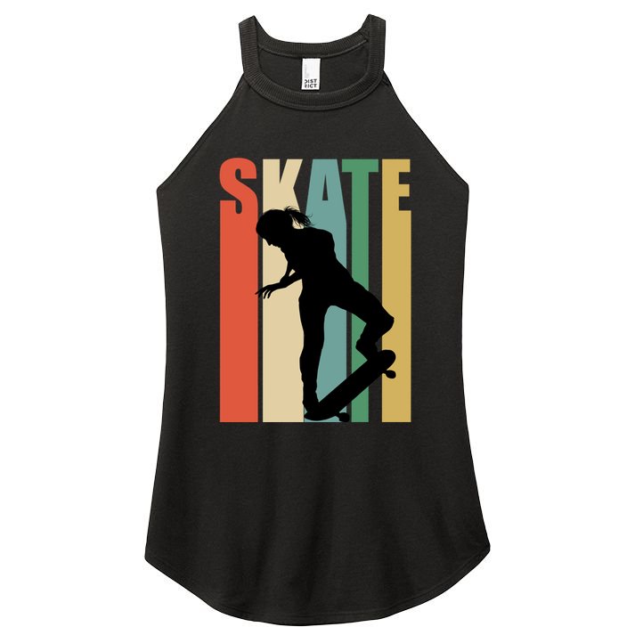 Skateboarding Retro Style Skater Skateboard Great Gift Women's Perfect Tri Rocker Tank