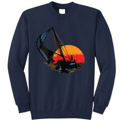 Sailing Retro Sailor Ship Sailboat Vintage Wingsail Tall Sweatshirt