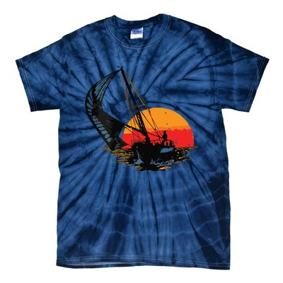 Sailing Retro Sailor Ship Sailboat Vintage Wingsail Tie-Dye T-Shirt