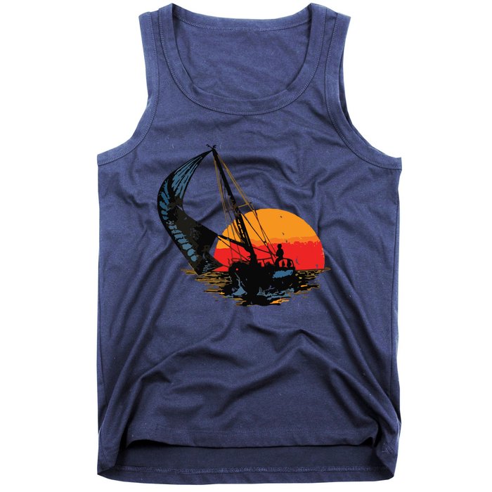 Sailing Retro Sailor Ship Sailboat Vintage Wingsail Tank Top