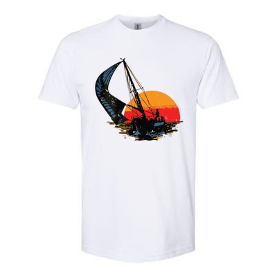 Sailing Retro Sailor Ship Sailboat Vintage Wingsail Softstyle CVC T-Shirt