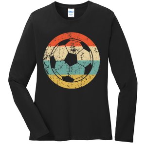 Soccer Retro Soccer Ball Ladies Long Sleeve Shirt