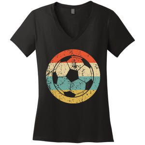 Soccer Retro Soccer Ball Women's V-Neck T-Shirt