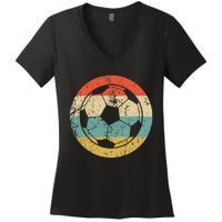 Soccer Retro Soccer Ball Women's V-Neck T-Shirt