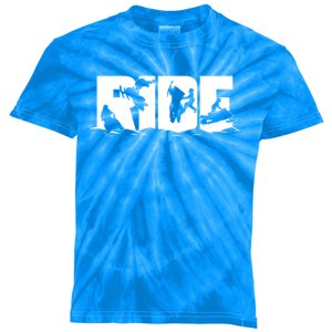 Snowmobile Ride Snowmobiling Winter Sport Gift Kids Tie-Dye T-Shirt