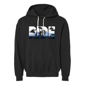 Snowmobile Ride Snow Mountain Snowmobiling Winter Sport Garment-Dyed Fleece Hoodie