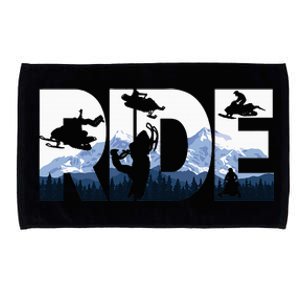 Snowmobile Ride Snow Mountain Snowmobiling Winter Sport Microfiber Hand Towel