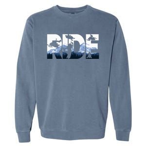 Snowmobile Ride Snow Mountain Snowmobiling Winter Sport Garment-Dyed Sweatshirt