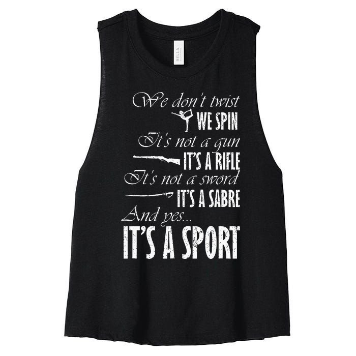 Spin Rifle Sabre ItS A Sport Color Guard Winter Guard Women's Racerback Cropped Tank