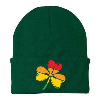 Shamrock Retro St Patricks Day Knit Cap Winter Beanie