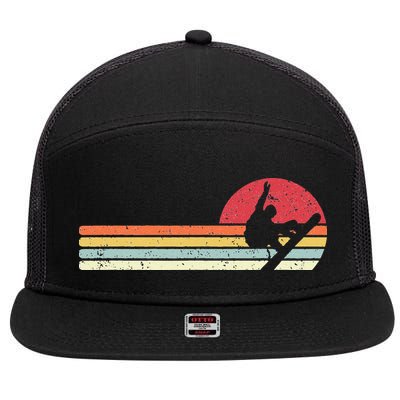 Snowboarding Retro Style For Snowboarder 7 Panel Mesh Trucker Snapback Hat