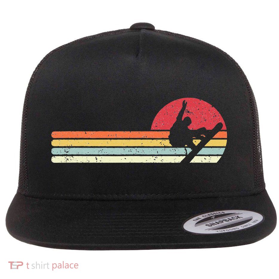 Snowboarding Retro Style For Snowboarder Flat Bill Trucker Hat