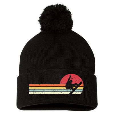 Snowboarding Retro Style For Snowboarder Pom Pom 12in Knit Beanie