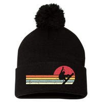 Snowboarding Retro Style For Snowboarder Pom Pom 12in Knit Beanie