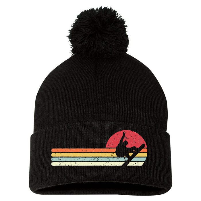 Snowboarding Retro Style For Snowboarder Pom Pom 12in Knit Beanie