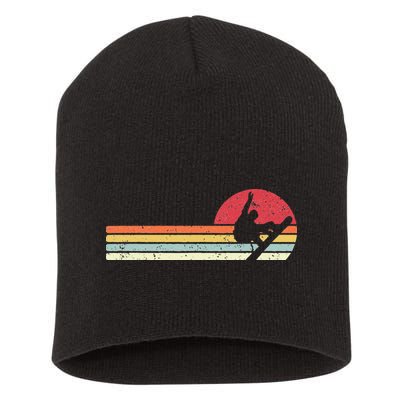 Snowboarding Retro Style For Snowboarder Short Acrylic Beanie