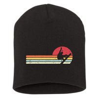 Snowboarding Retro Style For Snowboarder Short Acrylic Beanie