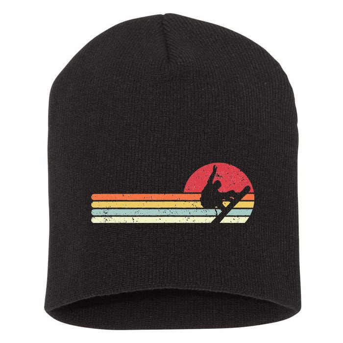 Snowboarding Retro Style For Snowboarder Short Acrylic Beanie