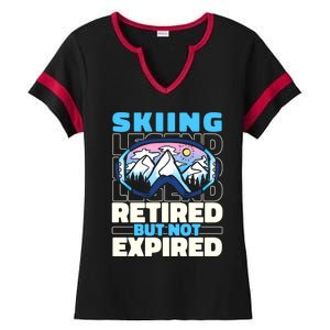 Skiing Retired Ski Gift Winter Sports Skier Cute Gift Ladies Halftime Notch Neck Tee