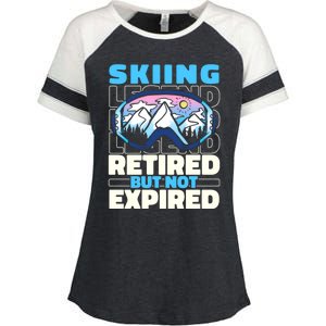 Skiing Retired Ski Gift Winter Sports Skier Cute Gift Enza Ladies Jersey Colorblock Tee