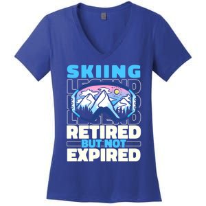 Skiing Retired Ski Gift Winter Sports Skier Cute Gift Women's V-Neck T-Shirt