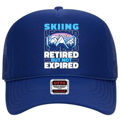 Skiing Retired Ski Gift Winter Sports Skier Cute Gift High Crown Mesh Back Trucker Hat