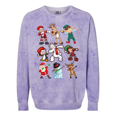 Santa Reindeer Snow Elves And Christmas Crew Gift Colorblast Crewneck Sweatshirt