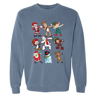 Santa Reindeer Snow Elves And Christmas Crew Gift Garment-Dyed Sweatshirt